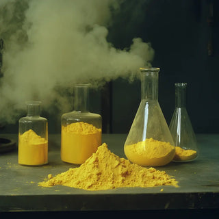 Bright yellow sulfur crystals used in skincare for acne treatment due to antibacterial and exfoliating properties